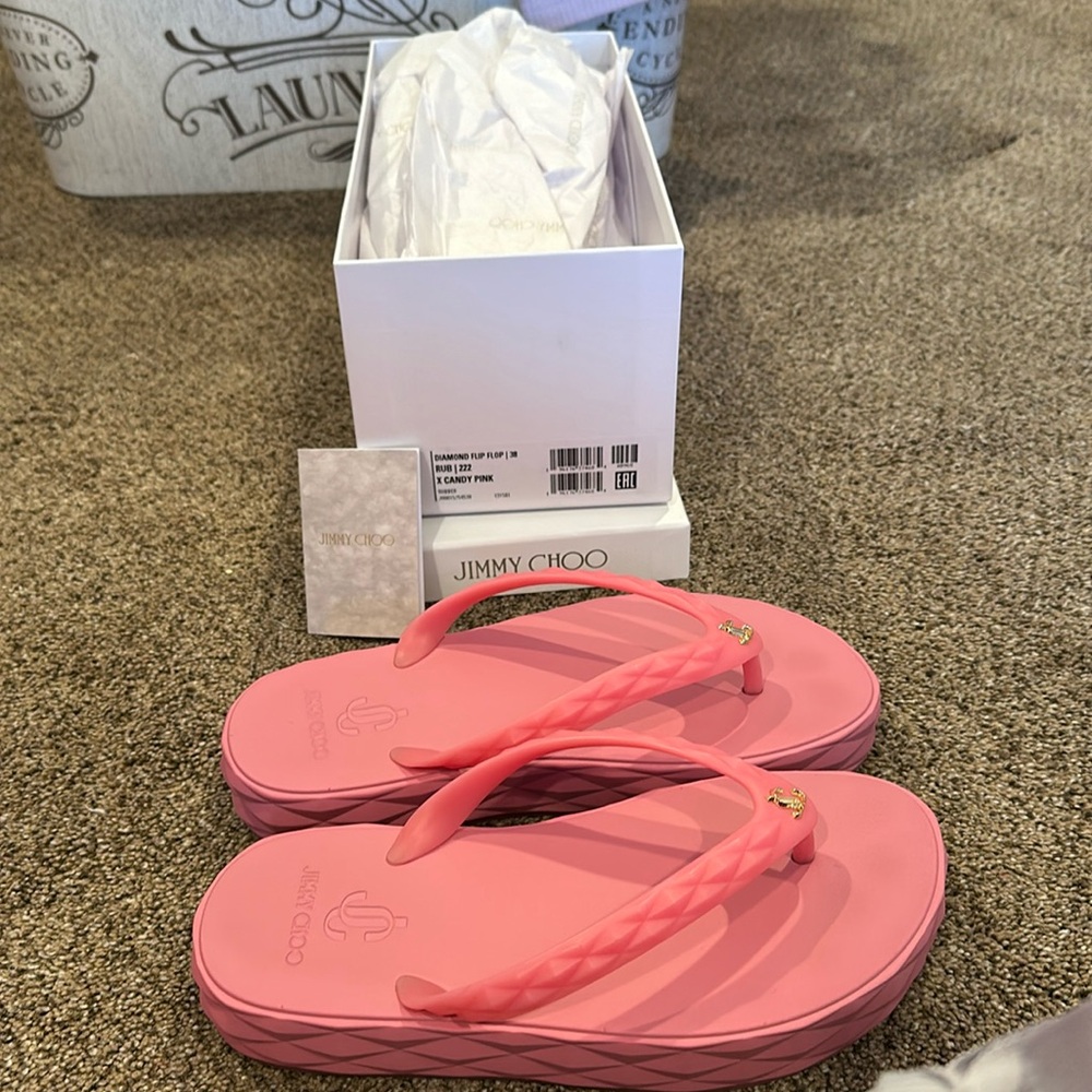 Jimmy Choo Pink Platform Flip Flop Sandals